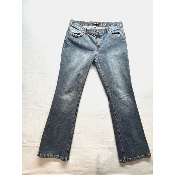 Daisy Fuentes Jeans Size 10 Blue Petite Flare - Picture 1 of 7